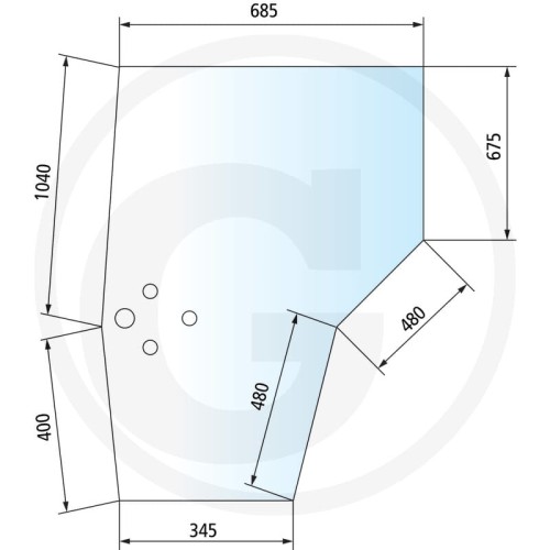 Szyba drzwi prawa Valtra-Valmet Seria A: A 72, A 82, A 83, A 92, A 93 Seria C: C 90, C 100, C 110, C 120, C 130, C 150
