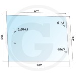 Szyba boczna prawa przyciemniana Valtra Hitech: 6250, 6350, 6550, 6650, 6750, 6850, 8350, 8950, Mezzo: 6100, 6200, 6300, 6400, 6600, 6800, 6900,  T: T 120, T 130, T 140, T 150, T 160, T 170, T 180, T 190