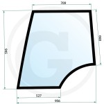 Szyba drzwi górna, prawa Valtra-Valmet Serie Hitech: 6250, 6350, 6550, 6650, 6750, 6850, 8350, 8950 Serie M: M 120, M 130, M 150 Serie Mega: 8000, 8050, 8100, 8150, 8200, 8400, 8450, 8550, 8750