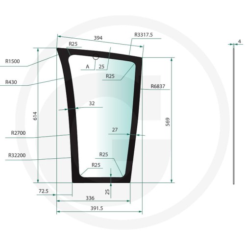 650806033 Szyba przednia dolna prawa