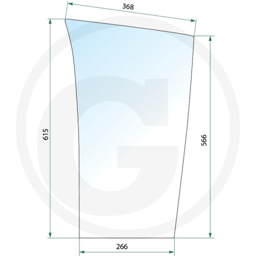 Szyba przednia dolna prawa Fendt Seria Farmer 300: Farmer 307 (Typ 117), Farmer 308 (Typ 118), Farmer 309 (Typ 119) Seria Favorit 900: Favorit 916 (Typ 916), Favorit 920 (Typ 920), Favorit 924 (Typ 924), Favorit 926 (Typ 926)