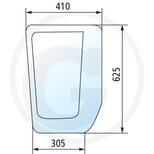 Szyba przednia dolna prawa New Holland TD55D, TD65D, TD75D, TD85D, TD95D