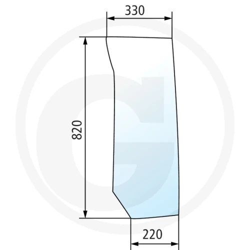 Szyba przednia dolna lewa Steyr Kompakt 360, 370, 375, 485, 495, 4065, 4075, 4085, 4095