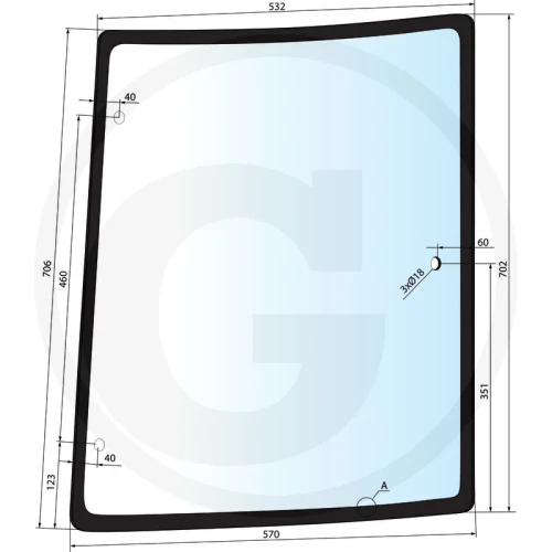 Szyba boczna prawa New Holland TD55D, 65D, 75D, 85D, 95D, TD5010, 5020, 5030, 5040, 5050, TS6020, 6030