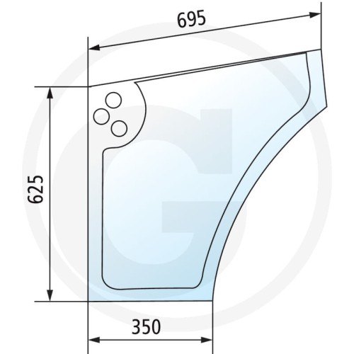 Szyba drzwi dolna lewa New Holland TD55D, 65D, 75D, 85D, 95D