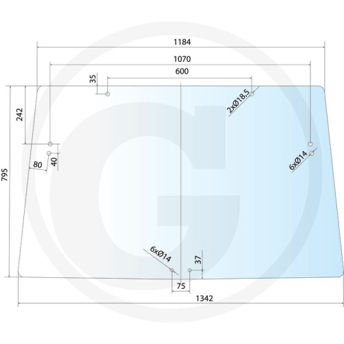 Szyba przednia otwierana z amortyzacją HSC John Deere 6200, 6300, 6400, 6506, 6600, 6900, SE6100, SE6200, SE6300, SE6400, 6110, 6210, 6310, 6410, 6510, 6610, 6810, 6910, 6910S, SE6010, SE6110, SE6210, SE6410, SE6510, SE6610, 6120, 6220, 6320, 6420, 6420S