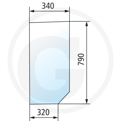 Szyba przednia dolna, lewa Ford 8670, 8670A, 8770, 8770A, 8870, 8870A, 8970, 8970A