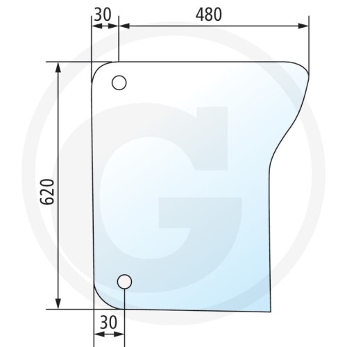 Szyba przednia dolna, lewa John Deere 6100, 6200, 6300, 6400, 6506, 6600, 6800, 6900, SE6100, SE6200, SE6300, SE6400, 6110, 6210, 6310, 6410, 6510, 6610, 6810, 6910, 6910S, SE6010, SE6110, SE6210, SE6310, SE6410