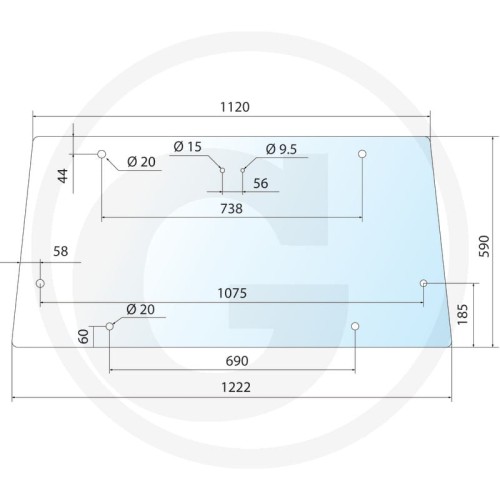 Szyba tylna Massey Ferguson 355, 365, 350, 360, 375, 390, 398, 399
