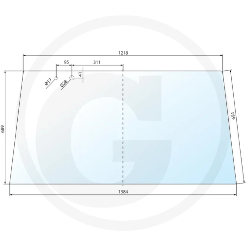 Szyba tylna Fendt Farmer 304, 305, 306, 307, 308, 309, 310, 311, 312,  GT 345, 350, 360, 365, 370, 380