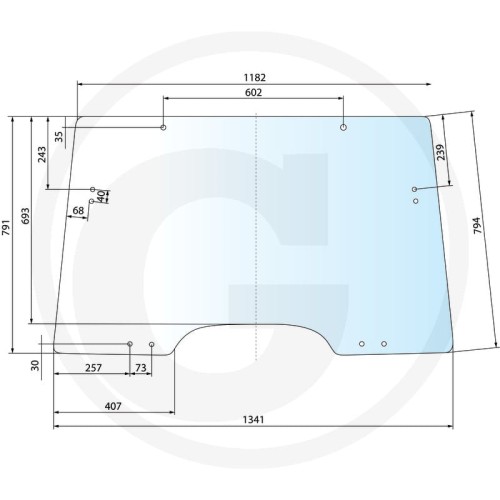 Szyba przednia otwierana John Deere 6220, 6320, 6420, 6420S, 6520, 6620, 6820, 6920, 6920S, 6130, 6230, 6230 PR, 6330, 6330 PR, 6430, 6430 PR, 6530, 6530 PR, 6534, 6534 PR, 6630, 6630 PR, 6830, 6830 PR, 6930, 6930 PR, 7430 PR, 7530 PR