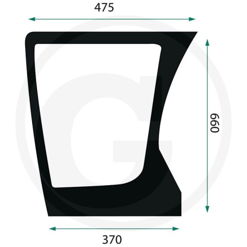 Szyba przednia dolna, prawa Hürlimann XL 130, 150, 150.7, 165.7, XL Com3, 130, 140, 160, 175, 185, XL Hi-Level 130, 150, 150.7, 165.7, 180.7, XL Hi-Level Com3 140, 160, 175, 185 