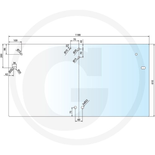 Szyba tylna Case IH Kompakt C 55, C 64, CS 48, 52, 58, 63, 68, 75