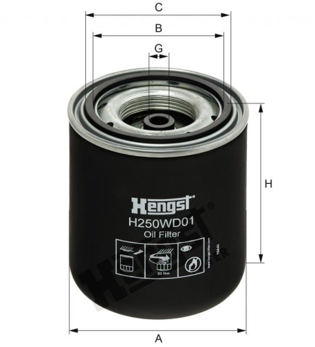 Filtr oleju H250WD01