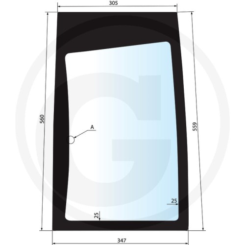 Szyba przednia dolna lewa Steyr 9078, 9086, 9094, 9080, 9085, 9090, 9095, 9100, 9105, CVT 6135, 6140, 6145, 6150, 6155, 6160, 6170, 6175, 6190, 6195, 120, 130, 150, 170
