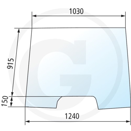 Szyba przednia stała Steyr 9078, 9086, 9094, MT 9080, 9085, 9090, 9095, 9100, 9105, 105, 9115, 9125, 9145,  CVT 6135, 6140, 6145, 6150, 6155, 6160, 6170, 6175, 6190, 6195, 120, 130, 150, 170