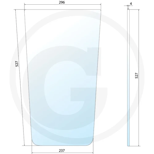Szyba przednia dolna prawa Case IH 3220, 3230, 4210, 4220, 4230, 4240, 485 XL, 585, 585 XL, 685, 685 XL, 785 XL, 885, 885 XL, 985 , 743 XL, 745 XL, 844 XL, 845 XL, 856 XL, 1255, 1255 XL, 1455, 1455 XL