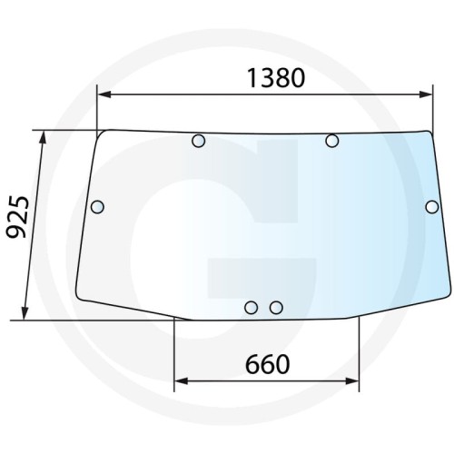 Szyba tylna John Deere 8130, 8230, 8230T, 8330, 8330T, 8430, 8430T, 8530, 9100, 9200, 9300, 9300T, 9400, 9400T, 9120, 9220, 9320, 9320T, 9420, 9420T, 9520, 9520T, 9620, 9620T, 9230, 9330, 9430, 9430T, 9530, 9530T, 9630, 9630T