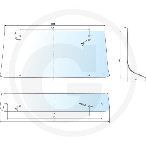 Szyba tylna gięta Fiat 580, 680, 780, 880, 980, 70-88, 80-88, 85-90, 90-90, 100-90, 110-90, 115-90, 130-90, 140-90, 72-94, 82-94, 88-94