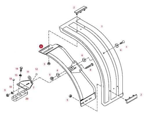 H716700031042 Prawa rama błotnika przedniego