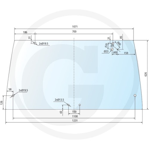 Szyba tylna przyciemniana Case IH Maxxum 5120, 5130, 5140, 5150, 5220, 5230, 5240, 5250