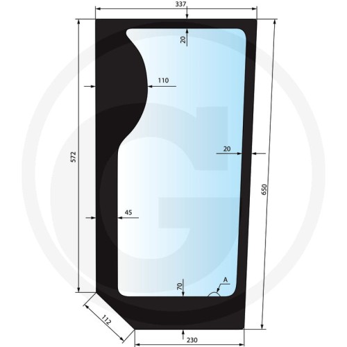 Szyba przednia dolna lewa Ford 8160, 8260, 8360, 8560