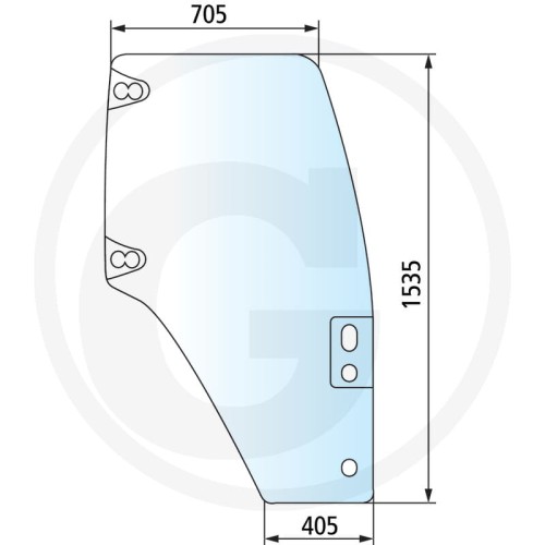Szyba drzwi prawa bez ramy New Holland TL70, TL80, TL90, TL100, TL70A, TL80A, TL90A, TL100A