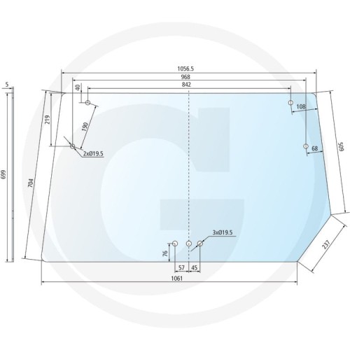 Szyba tylna górna Deutz-Fahr DX 3.10, DX 3.30, DX 3.50, DX 3.60, DX 3.65, DX 3.70, DX 3.80, DX 3.90,  DX 3.10 SC, DX 3.30 SC, DX 3.50 SC, DX 3.60 SC, DX 3.65 SC, DX 3.70 SC, DX 3.80 SC, DX 3.90 SC