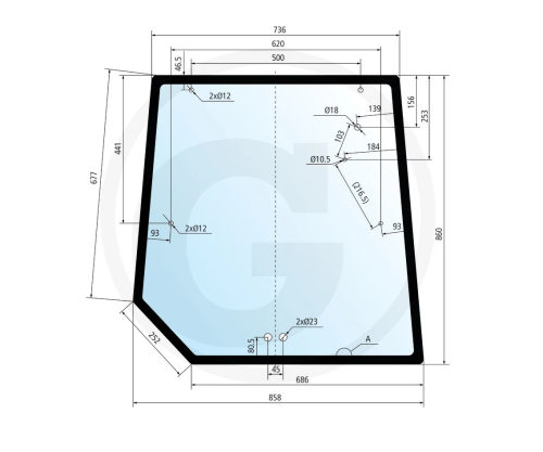 Szyba tylna wycieraczka lewa Challenger MT 635B Tier 3, MT 635B Tier 2, MT 645B, MT 655B Tier 3, MT 655B Tier 2, MT 665B