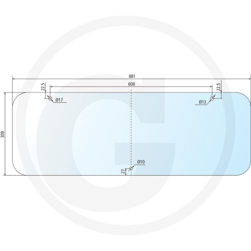 Szyba tylna dolna Case IH 3220, 3230, 495 XL, 595 XL, 695 XL, 795 XL, 895 XL, 995 XL, 955 XL, 956 XL, 1055 XL, 1056, 1056 XL