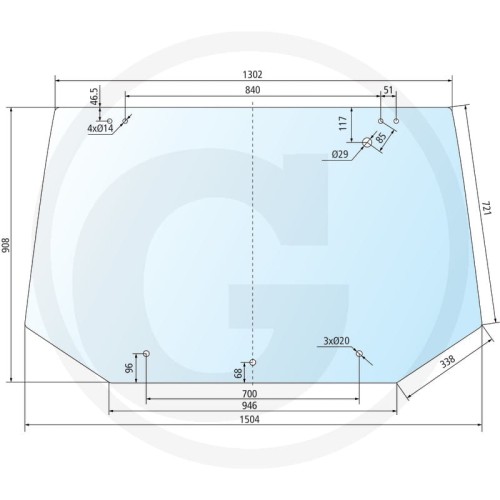 Szyba tylna górna, do roku prod. 06/1994 Ford 5640, 6640, 7740, 7840, 8240, 8340