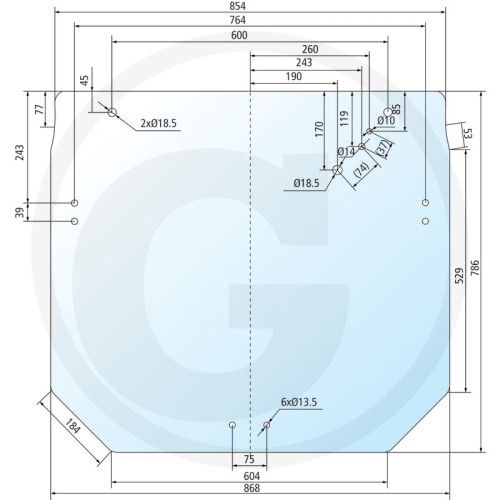 Szyba tylna John Deere 5055E, 5075E, 5083E, 5093E, 5093E Limited, 5101E, 5101E Limited, 5065M, 5075M, 5085M, 5095M, 5105M, 6100D, 6110D, 6115D, 6125D, 6130D, 6140D 