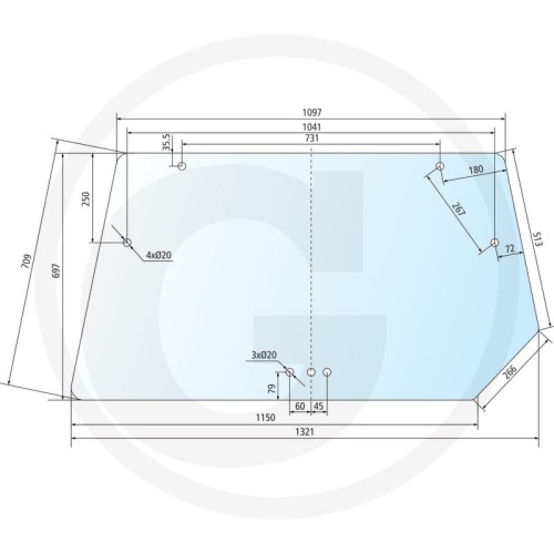 Szyba tylna z rozszczelnieniem Deutz-Fahr Serie DX 4 DX 4.10, DX 4.30, DX 4.50, DX 4.70  Serie DX 6 DX 6.05, DX 6.10, DX 6.30, DX 6.50  Serie DX 7 DX 7.10