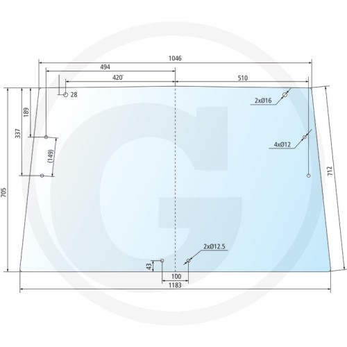 Szyba tylna John Deere Serie 40: 1640, 2040, 2040S, 2140, 3040, 3140