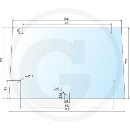 Szyba tylna Renault Serie R: 58-32, 58-34, 65-32, 65-34, 70-32, 70-34, 75-32, 75-34, 80-32, 80-34, 85-32, 90-32, 90-34