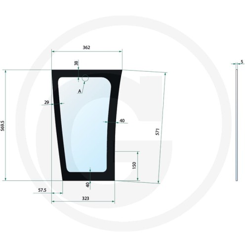 Szyba przednia dolna, lewa Fendt Farmer 300: Farmer 307, Farmer 308, Farmer 309, Farmer 310, Farmer 311, Farmer 312 Favorit 500: Favorit 509, Favorit 510, Favorit 511, Favorit 512, Favorit 514, Favorit 515