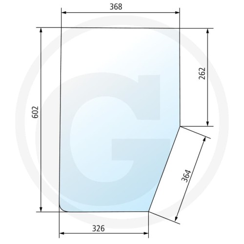 Szyba przednia dolna, prawa Massey Ferguson Serie 6100: 6110, 6120, 6130, 6140, 6150, 6160, 6170, 6180, 6190 Serie 6200: 6235, 6245, 6255, 6260, 6265, 6270, 6280, 6290