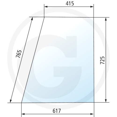 Szyba drzwi górna Fendt Serie Favorit 600: Favorit 610 (Typ 281), Favorit 611 (Typ 282), Favorit 612 (Typ 283), Favorit 614 (Typ 284), Favorit 615 (Typ 285)