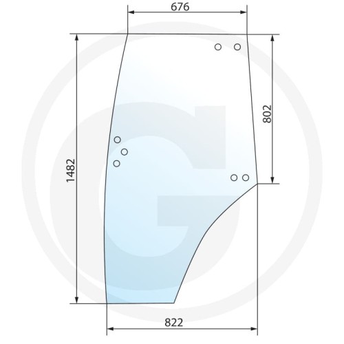 Szyba drzwi lewa Zetor Serie Proxima: Proxima 65, Proxima 70, Proxima 75, Proxima 80, Proxima 85, Proxima 90, Proxima 95, Proxima 100, Proxima 6421, Proxima 6441, Proxima 7421, Proxima 7441, Proxima 8421, Proxima 8441, Serie UR1: 7441 