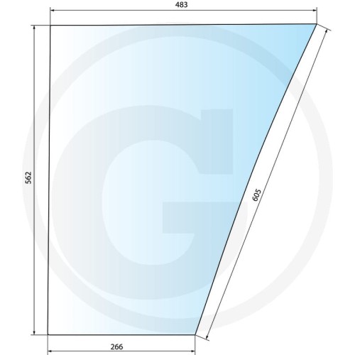 Szyba przednia dolna, prawa John Deere Seria 30: 4030, 4230, 4430, 4630 Seria 40: 2140, 3040, 3140, 3640, 4040, 4040S, 4240, 4440, 4640, 4840 Seria 50: 2250, 2450, 2650, 2850, 3050, 3150, 3350, 3650, 4050, 4250, 4350, 4450, 4650, 4850