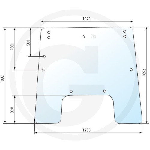 Szyba przednia John Deere Kabine: CC 2, MC 1 Seria 50: 1550, 1750, 1850, 1950, 2250, 2450, 2650, 2850