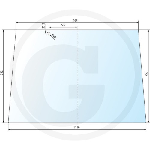Szyba przednia Fendt Seria Farmer 300: Farmer 303 (Typ 152), Farmer 304 (Typ 158), Farmer 305 (Typ 162), Farmer 306 (Typ 168), Farmer 307 (Typ 170), Farmer 307 (Typ 175), Farmer 308 (Typ 178), Farmer 309 (Typ 186)