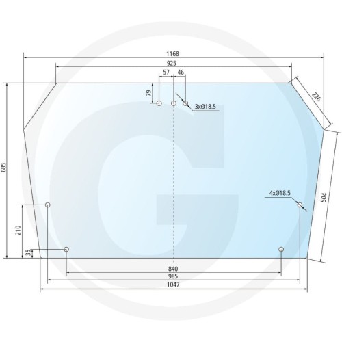 Szyba tylna Deutz-Fahr Seria 07C: D 4507C, D 4807C, D 5207C, D 6007C, D 6207C, D 6507C, D 6807C, D 6907C, D 7007C, D 7207C, D 7807C