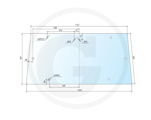 Szyba tylna Massey Ferguson Seria 300: 342, 350, 360, 372, 375, 382, 383, 390, 390T, 393, 396, 398, 399