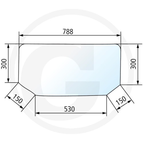 Szyba tylna dolna Renault Seria R 58-32, 58-34, 65-32, 65-34, 70-32, 70-34, 75-12, 75-14, 75-32, 75-34, 77-12, 77-14, 80-12, 80-14, 85-12, 85-14, 85-32, 85-34, 90-32, 90-34, 95-12