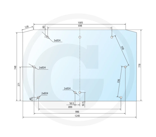 Szyba tylna9 otworów Hürlimann Seria H 356 → H 488: H-356, H-358, H-466, H-468, H-476, H-478, H-486 T, H-488, H-488 T Seria H Elite: Elite H-4105 Seria H Prestige: Prestige H-358, Prestige H-468, Prestige H-478, Prestige H-488 T