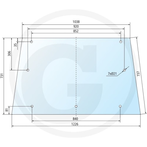 Szyba tylna Landini Seria 50: 6550, 7550, 8550 Seria 80: 6880, 7880, 8880, 9880 Seria 10000 → 19500: 10000, 13000