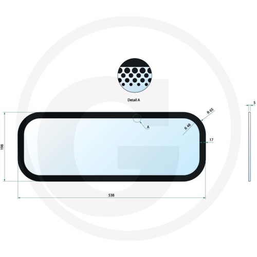 Szyba tylna dolna Massey Ferguson Seria 4200: 4215, 4220, 4225, 4235, 4240, 4243, 4245, 4253, 4255, 4260, 4263, 4265, 4270 Seria 4300: 4315, 4320, 4325, 4335, 4345, 4355, 4360, 4365, 4370
