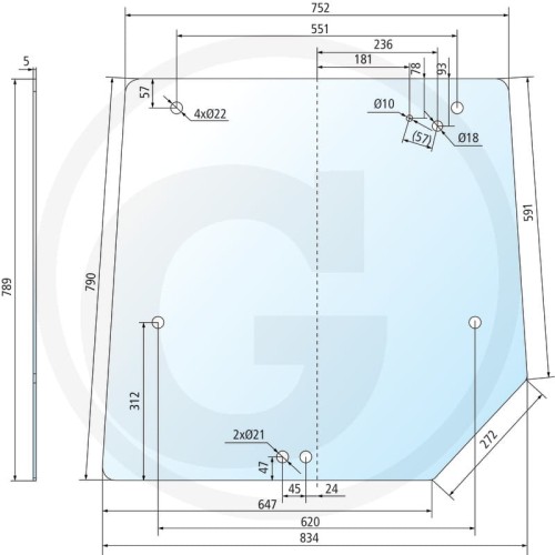 Szyba tylna Massey Ferguson Seria 4200: 4215, 4220, 4225, 4235, 4240, 4245, 4255, 4260, 4265, 4270 Seria 4300: 4315, 4320