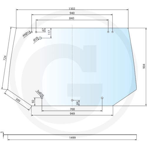 Szyba tylna rok prod. 07-1994-10/1995 Ford Seria 40: 5640, 6640, 7740, 7840, 8240, 8340